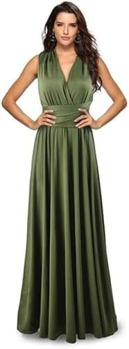 Frauen Sommer Sexy Rückenfrei Party Kleider Brautjungfern Multiway Wrap Convertible Las Cross Bandage Abendkleid, Military Green China, M