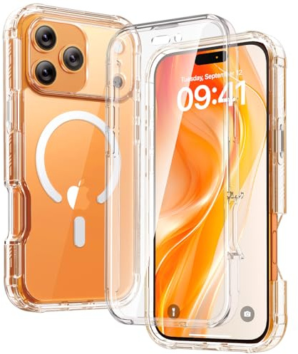 Diaclara Magnetic for iPhone 17 Pro Case 6.3-Inch, Fit for MagSafe, Full Body Bumper Case with Built-in Touch Sensitive Anti-Scratch Screen Protector, [Full Camera Protection] Phone Cover (Clear)