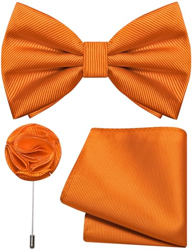 Ailisus Fliege Herren Vorgebundene Twill Fliege und Einstecktuch Ansteckblume Set für Hochzeit Smoking Business 3PCS