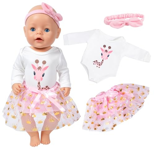 Kuvarix Puppenkleidung 35-43cm, Kleidung Outfits für Baby Puppen, New Born Baby Puppe Kleidung Zubehör, Puppenkleidung Set mit Top Trousers Hat Bib Socks für Kinder Mädchen Jungen(B)