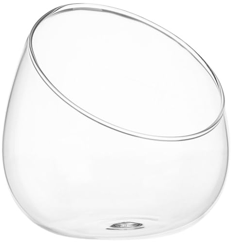 Abaodam Glasschale für Sukkulenten mit Schrägem Schnitt Transparentes Glas Pflanzgefäß Ø15cm Verschlossenes Hydrokultur Terrarium für Moos Mikrolandschaften Kompakte Dekovase für Büro und
