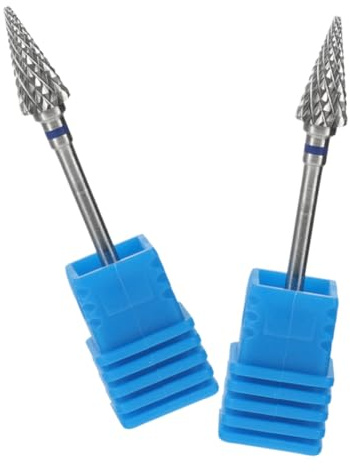MAGICLULU 2pcs Umbrella-shaped Tungsten Steel Nail Grinding Drill Bits Set, Blue M Size, Manicure Pedicure File Tools for Cuticle Removal and Gel Polish Preparation, Professional Home Use