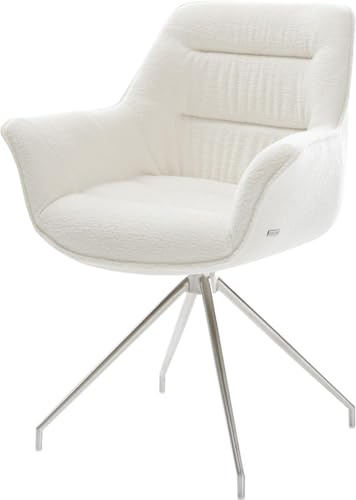 DELIFE Polsterstuhl Kaira-Flex Kreuzgestell konisch Edelstahl Bouclé Soft Beige