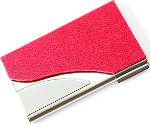 Tobeit Metall Etui Visitenkarten aus PU Leder und Edelstahl Visitenkartenetui/Visitenhalter für Mann und Frauen (rot)