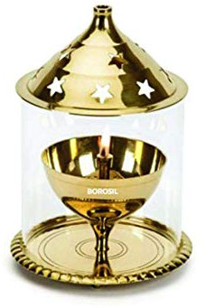 Borosil Akhand Diya (Medium, Messing)
