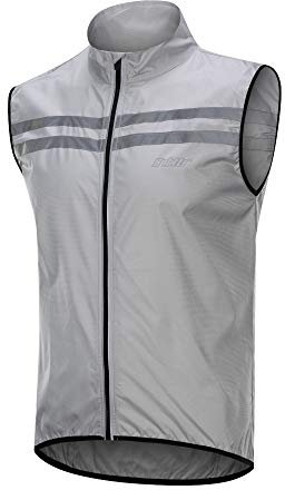 bpbtti Men's Hi-Viz Safety Running Cycling Vest - Windproof and Reflective (Large - Chest 40-42,Grey)