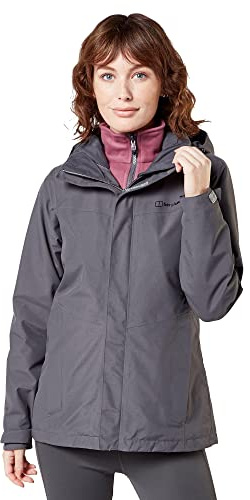 Berghaus Women's Maitland Gemini GORE-TEX® 3-in-1 Jacket with Removable Fleece Midlayer & Adjustable Hood, Waterproof (UK, Numeric, 10, Regular, Regular, Grey)