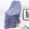 Hava Kolari Gestrickte Decke, Grobe Strickdecke Wolle Garn Arm Super große handgewebte Decke Haustier Bett Stuhl Sofa Yoga Matte Teppich (Blau,80x100cm)