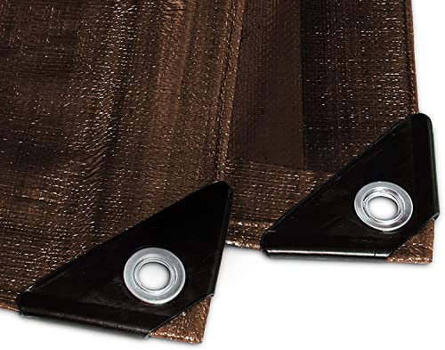 etm Lona de 2 x 3 m, 80 g/m², marrón, para exterior, jardín, remolques, etc. Lona de protección con ojales, lona de protección impermeable, resistente a los rayos UV y al agua