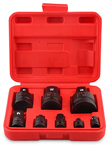 Impact Converter Adapter Socket Set, 8Pcs 1/4 3/8 1/2 3/4 1 Socket Reducer Converter Adapter Set, Quality Chrome-Molybdenum Steel Convertor Adaptor Set with Compact Case for Professional Tool