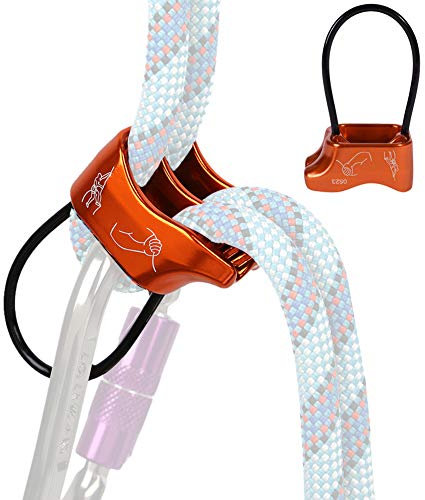 AOKWIT Professionelles 25 kN Abseilsicherungsgerät aus Aluminium, V-Nut, Klettersicherung, Abseilsicherung, Sicherheitsausrüstung (Orange)
