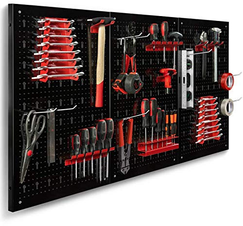 IDMarket - Panneau Mural perforé en Acier 120 x 60 cm Porte-Outils avec 17 Accessoires