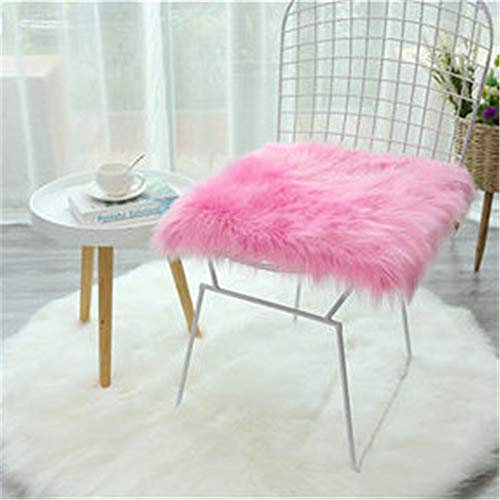 SWECOMZE Sitzkissen,Faux Lammfell Schaffell Sitzauflage Longhair Fell Optik Nachahmung Wolle Sofa Matte Lammfellimitat Teppich (Rosa,45 * 45cm)