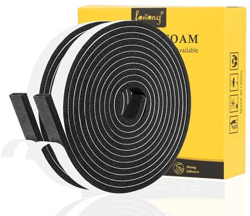 fowong Joint Isolation Fenêtre - Joint Adhésif en Mousse pour Porte Entrée - 12 mm(W) x 6 mm(T) - Joint Anti Froid et Isolation Phonique - Résistant à l'Intempérie