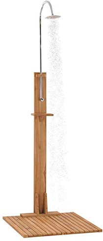 Tidyard Douche de jardin en bois massif de teck avec base carrée, 75 x 75 x 210 cm, douche d'extérieur 75 x 75 x 210 cm, douche pour piscine 75 x 75 x 210 cm.