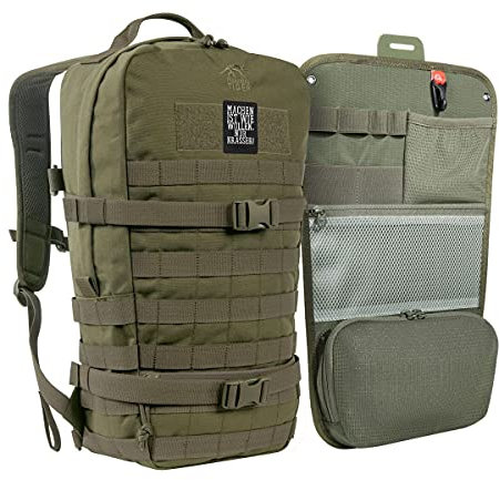 TACWRK x Tasmanian Tiger TT Essential Pack L + TT Organizer Panel Rubber Patch - Bundle 15 Liter Daypack Rucksack + Organizer + Rubber-Patch, Oliv