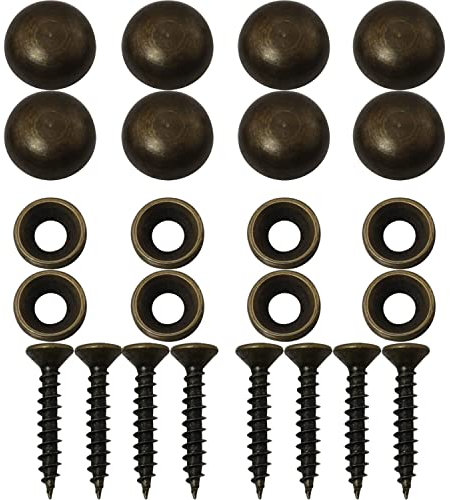 DGBRSM 8pcs Pure Brass Decorative Screws with Caps Used as Mirror Screw Mirror Fixing Screws Cover Self-Tapping Screws (15mm, Bronze)