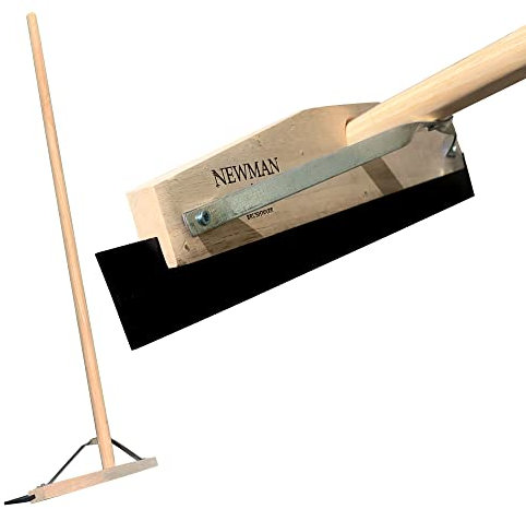 Newman and Cole Wooden Floor Squeegee Heavy Duty for Industrial Cleaning | Large Squeegee Broom with 120cm Wooden Handle | Wet Room Floor Cleaner, Warehouse, Patio and Swimming Pool Squeegee (18-inch)