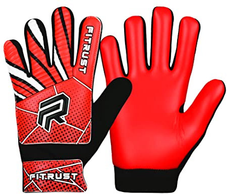 Fitrust Torwarthandschuhe Kinder und Herren Hochwertige Fußballhandschuhe Kinder mit 3mm supergrip Mode Latex & schützender Handfläche - Optimale Passform und Schutz für Junge Torhüter