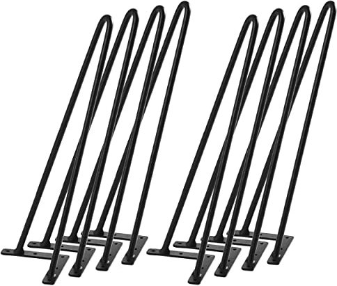 Yaheetech Hairpin Legs Heavy Duty Table Legs with Protector Feet 8PCS 41cm DIY Metal Tool for Furniture, Coffee Table, Chair, Desk, Bench, Black