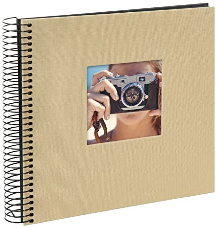 goldbuch 12 506 Spiralalbum Bella Vista Beige, Fotobuch 20 x 20 x 2,7 cm, Foto Album 40 schwarze Seiten, Foto Buch Einband aus Leinen, Fotoalbum für 40 Photos, Photoalbum spiralgebunden