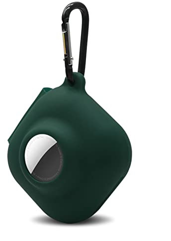 Custodia protettiva 2 in 1 in silicone adatta per Airtags Tracker/Beats Fit Pro Holder Combo con portachiavi, tracker e auricolari, custodia protettiva anti-smarrimento antiurto (verde scuro)