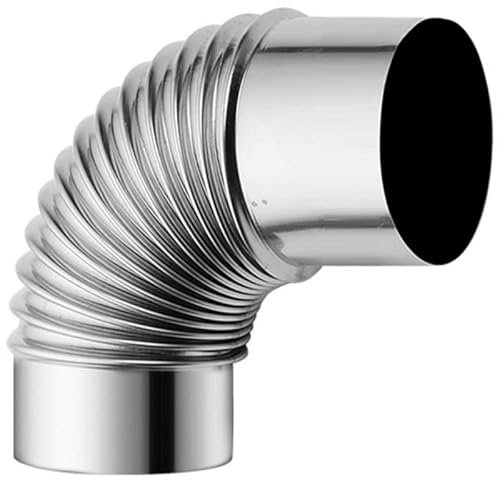 HpLive Camino per Stufa a Legna in Acciaio da 80 mm, Adattatore per Tubo a Gomito per Canna fumaria a 90°, Tubo Flessibile per Forno, Tubo del Camino esteso, Canna fumaria Resistente al Calore da