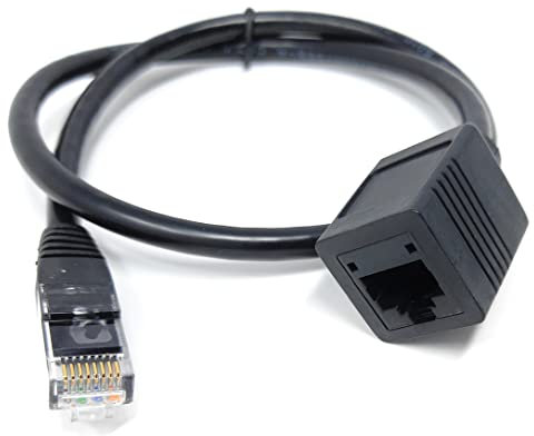 50cm short CAT6 RJ45 UTP Ethernet Extension Cable Male To Female Lead Full Copper Up to 1000mbps Speed Compatible PCs Laptops TVs IP CCTV Cameras VOIP Phones POE Devices Games Consoles Black 0.5ft
