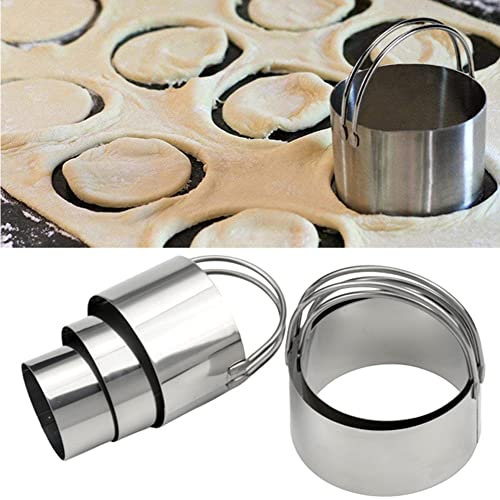 Cyhamse cortadores Galletas Redondos, moldes Acero Inoxidable con asa, Suministros Hornear Circulares Reutilizables para Hacer Pasteles