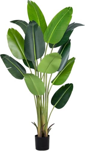 Valyria Home - Planta Artificial Ave del Paraíso 180 cm – Strelitzia Realista Grande para Decoración de Hogar – Palmera Tropical de Plástico – Planta Artificial Decorativa