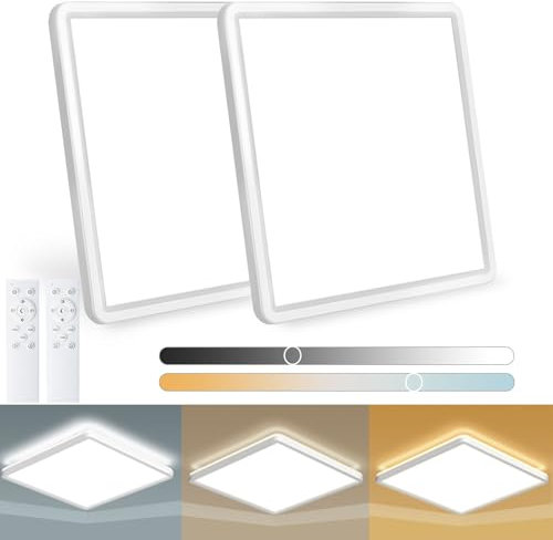 Wholede LED Deckenleuchte Flach Dimmbar, 24W 3240LM LED Lampe mit Fernbedienung, 3000K-6500K Ultra Dünn Quadrat Deckenlampe für Wohnzimmer Küche Flur Schlafzimmer Badezimmer, Ø29cm