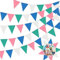 Powmag Wimpelgirlande, Wimpelkette Outdoor, Wimpelkette Bunt 12m, 5 Stück Wimpel Girlande mit 60Pcs Farbenfroh, Bunting Banner, Wimpelkette Stoff für Kinderzimmer Hochzeits Geburtstag Party Dekoration