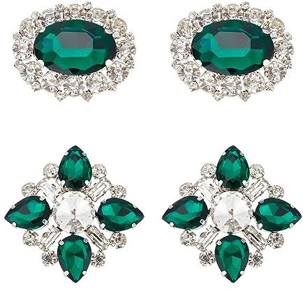 arricraft 2 par con 2 estilos de Pinzas para Zapatos Cristal Diamante, Clips para Zapatos de Cristal con Diamantes de Imitación de Aleación Verde, Hebillas para Zapatos de Metal