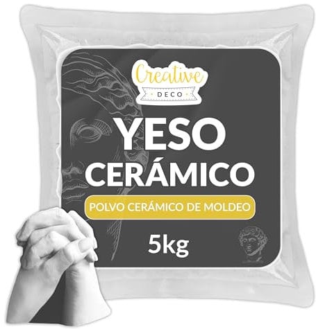 Creative Deco Gesso Ceramico | 5kg | Polvere di Ceramica Bianco, Gesso per Stampi Scagliola Colate | Sacchetto Polvere di Gesso Inodore, Uso Hobbistico e Progetti Creativi, Fai da Te