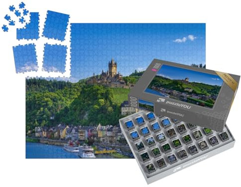 puzzleYOU: SMART Sorted® | Puzzle 1000 Teile leicht gemacht „Stadt Cochem, Deutschland, im Sommer“