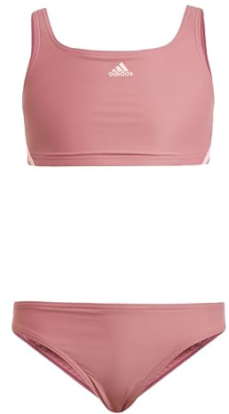Adidas Mädchen 3-Stripes Bikini, Preloved Crimson/Pink Spark, 9-10 Years