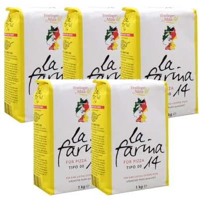 BIELMEIER KÜCHENMEISTER Pizzamehl 14% Protein Tipo 00 (T405) 5 Stück á 1kg Das hochwertige Getreide stammt von Landwirten aus der Region