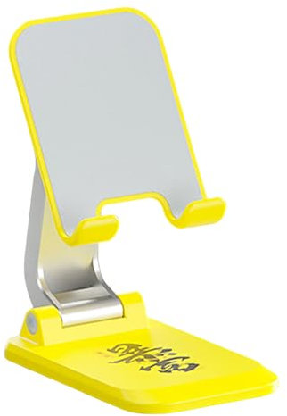 kiskick Soporte de teléfono móvil de escritorio Pantalla abatible Soporte de celda plegable Ángulo ajustable Altura Estilo chino Letra impresa estable Amarillo A