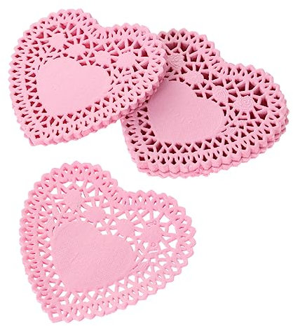 BRIGHTFUFU 250pezzi Tovagliette Carta Forma Di Cuore Per Decorazioni Da Matrimonio Impermeabili e Oil Colorazioni Random Per Torte e Dessert