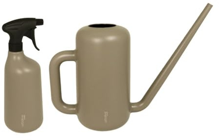 MePla - Set Gießkanne Pilea 3,8L + Sprüher 1,0L - Taupe, wetterfest aus UV-beständigem Kunststoff