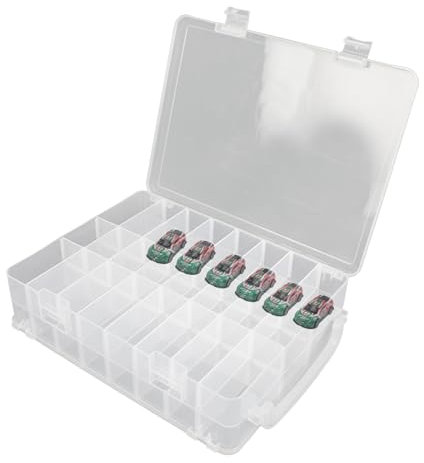 XiyaxiVici Organiser Aufbewahrungskoffer für Die-Cast Fahrzeuge Geschenkset Spielzeugautos 48 Fächer Transparente Aufbewahrungsbox für Car Toys Matchbox Autos 33x25x8 cm