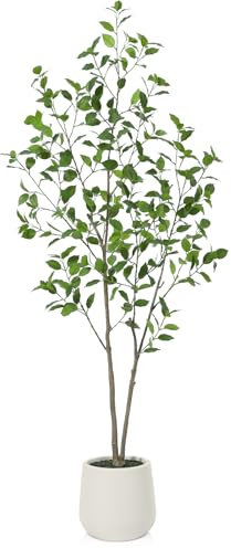 Kazeila Artificial Ficus Tree in White Pot 150cm Artificial Plants Indoor,Large Fake Ficus Tree Plant for Home Office Balcony Bathroom Decor(1Pack)