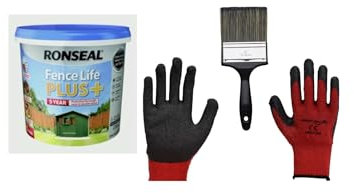 FAB INT PRODUCTS Garden Fence and Shed Paint Kit, 5 Litres Gloves and Brush Included… (Forest Green)