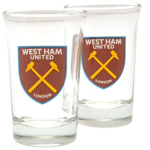 West Ham United FC Shot Glass Set (Pack of 2) (One Size) (Clear/Maroon)