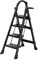 K IKIDO Escabeau pliable avec main courante, 4 marches - Antidérapant, facile à ranger - Marches larges - Convient pour la cuisine, la maison et la maison - Charge maximale : 150 kg (noir, 4 marches)