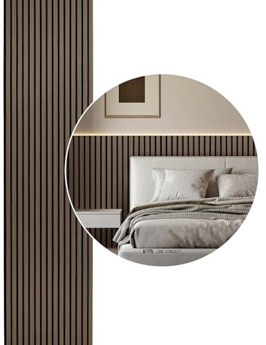 ISOISL Akustikpaneele Wandpaneele Holz 0,72㎡ - 1 Satz 120x60cm Lamellenwand Wandverkleidung Holz Natürliche Walnuss für Klavierstudio,Tonstudio,Schlafzimmer,Bar,KTV