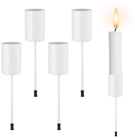 GWHOLE 4 Stück Kerzenhalter Adventskranz Set, Kerzenstecker Adventskranz Stumpenkerzen Adventskranz Kerzenleuchter Stabkerzenhalter Adventskranz Kerzenhalter Stabkerzen Kerzenständer, Weiß