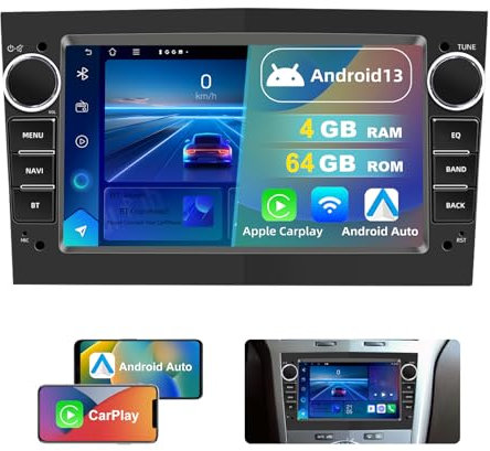 Dvrmedia Autoradio 4GB+64GB Android 13 für Opel Astra H Corsa Vectra C Zafira Vivaro Meriva 7 Touchscreen mit Bluetooth Radio kabellos CarPlay Android Auto Autoradio 2din mit GPS FM WiFi DSP
