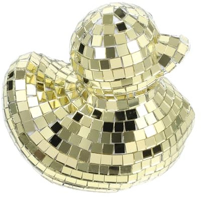 Zerodeko Disco Entenfigur aus Glas und Schaumstoff in Gold für Zuhause