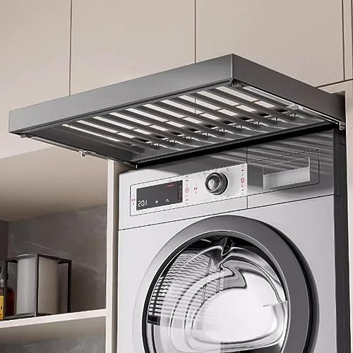 DMMFTERL Tendedero para Lavadora de aleación de Aluminio con cajón extraíble Oculto, Extensible, Organizador Que Ahorra Espacio para Armario, Longitud Ajustable
